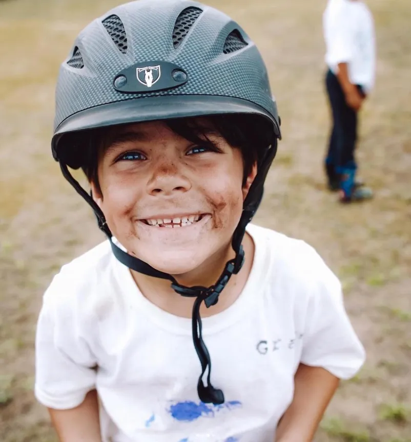 Happy camper with a dirty face at the end of the day