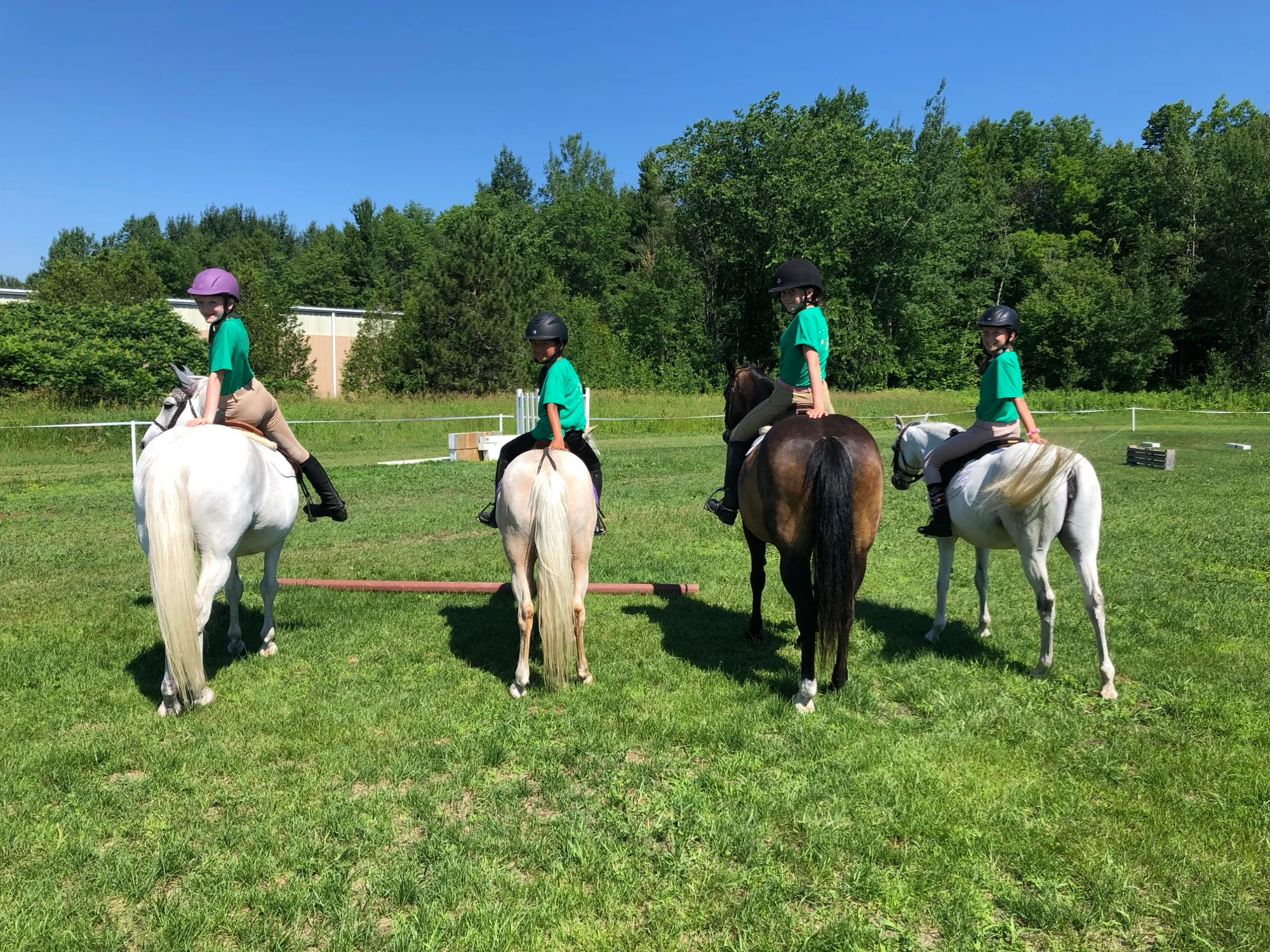 Young riders on their ponies at Neverland Farm